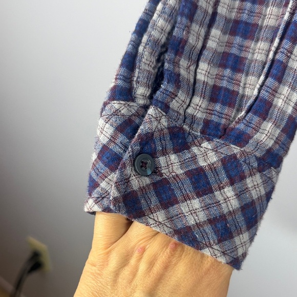 Melissa McCarthy Seven7 Blue Red Plaid Cotton Modal Blend Button-Down 2X Blouse - Picture 6 of 10